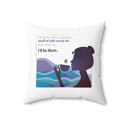 Coffee by the Ocean | Whimsical Poem Pillow